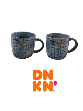 Dunkin’ Donuts Silver Gray Mug Set of 2 | 14 oz